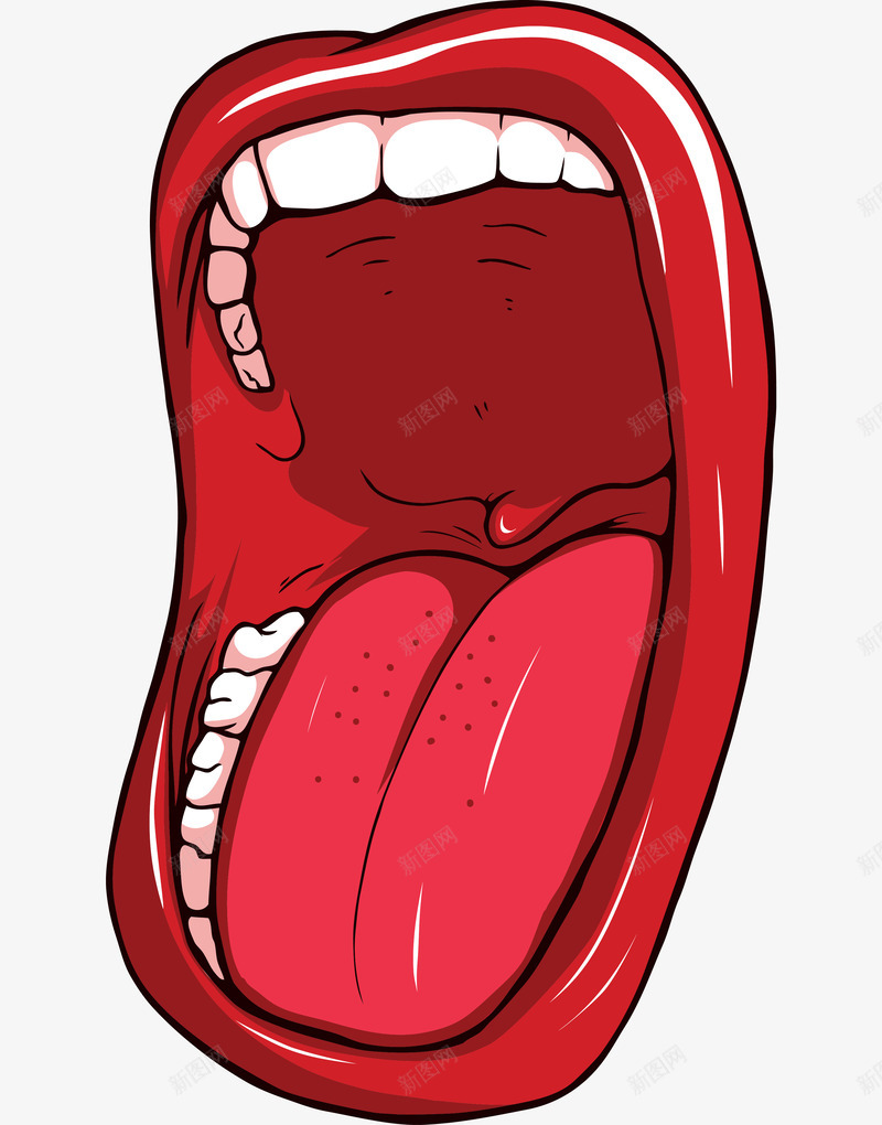 张开的大嘴巴手绘图png免抠素材_新图网 https://ixintu.com 口红 嘴巴 性感的 手绘图 牙齿 红嘴唇 舌头