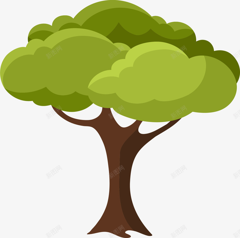 卡通大树装饰图案png免抠素材_新图网 https://ixintu.com 动漫 大自然 小清新 手绘大树 插图 树木 绿色