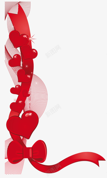 红色爱心丝带蝴蝶结边框png免抠素材_新图网 https://ixintu.com 丝带 爱心 红色 蝴蝶结 边框