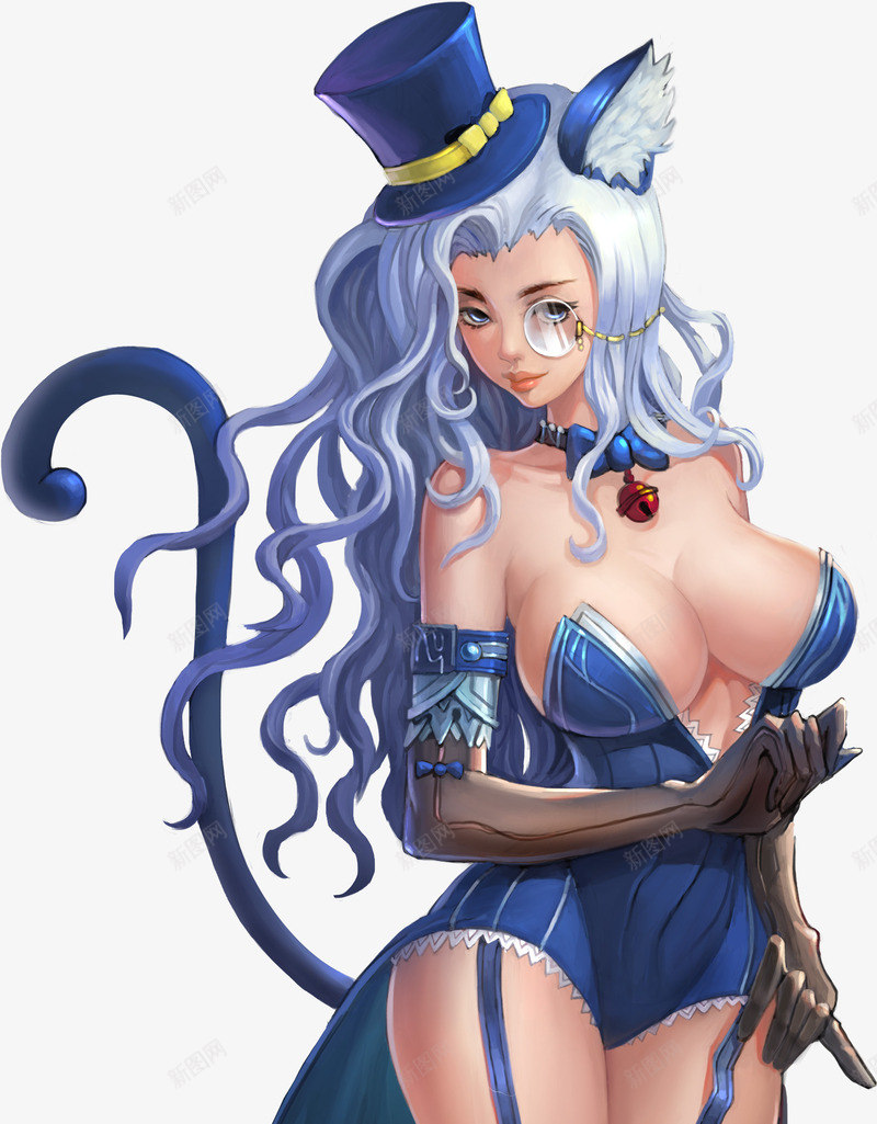 蓝色长发性感女生png免抠素材_新图网 https://ixintu.com 女生 性感 蓝色 长发