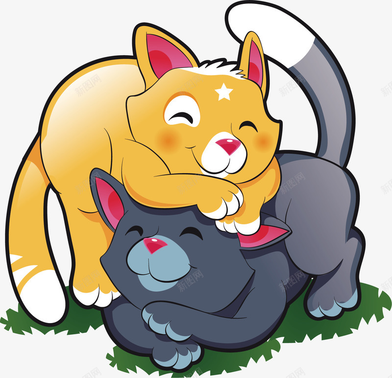 可爱的情侣猫咪矢量图ai免抠素材_新图网 https://ixintu.com 动物 卡通 可爱 幸福 情侣 手绘 猫咪 矢量图