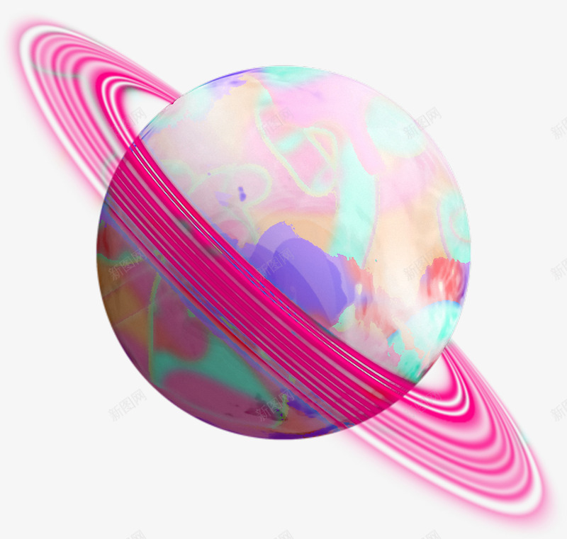迷幻星球装饰png免抠素材_新图网 https://ixintu.com 低保真 光环 复古 星球 球体 艺术 蒸汽波 行星 迷幻