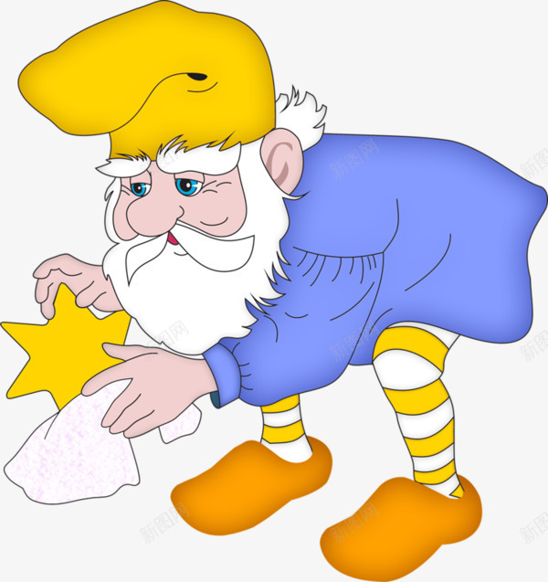弯腰的老人png免抠素材_新图网 https://ixintu.com 佝偻 卡通 弯腰 手绘 白胡子 老人