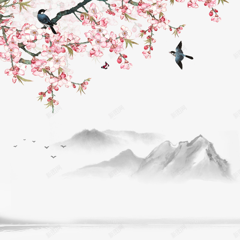 清明节水墨风桃花背景元素psd免抠素材_新图网 https://ixintu.com 150DPI 新图网 武侠风背景 水墨山水画 清明水墨风 清明节日 清明节水墨风桃花背景 清明节海报 清明节踏青 源文件
