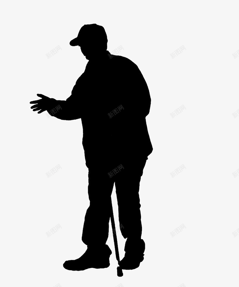 老人拄拐伸手剪影png免抠素材_新图网 https://ixintu.com 拄拐老人 老人 老人剪影 老人拄拐伸手剪影