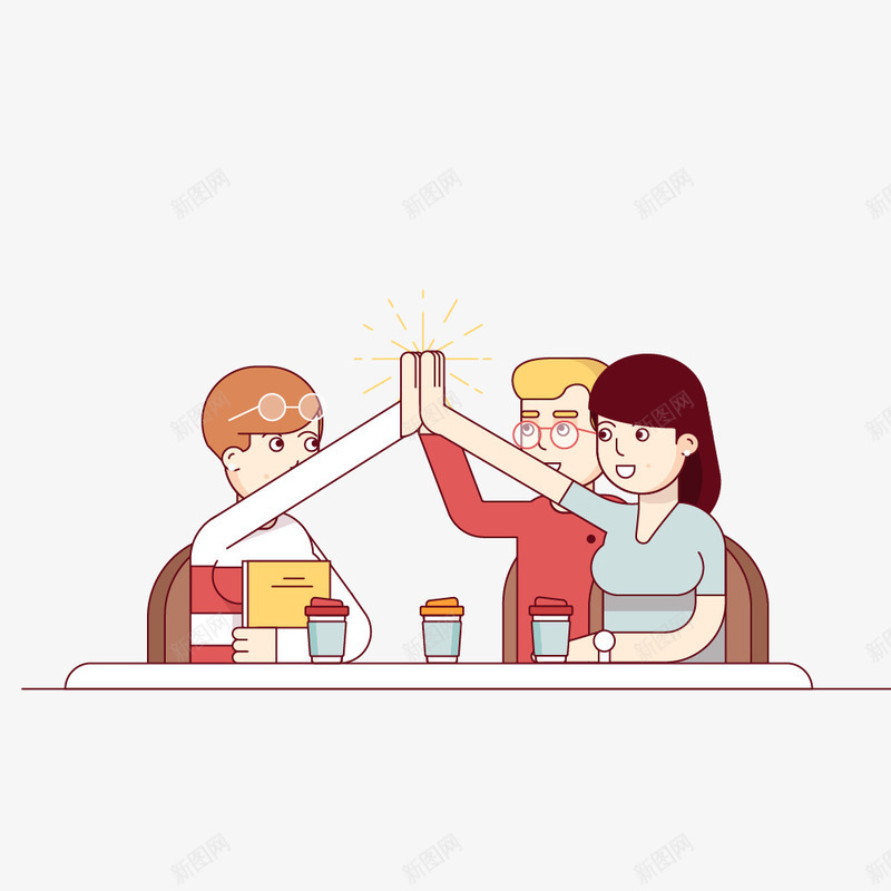 击掌约定png免抠素材_新图网 https://ixintu.com PNG人物 人物 卡通人物 女人 男人 矢量人物 饮料