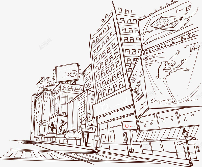 手绘都市创意街道png免抠素材_新图网 https://ixintu.com 创意 街道 设计 都市