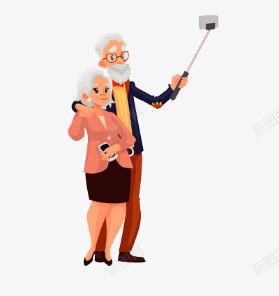 自拍的一对老人png免抠素材_新图网 https://ixintu.com 年迈 开心 服装