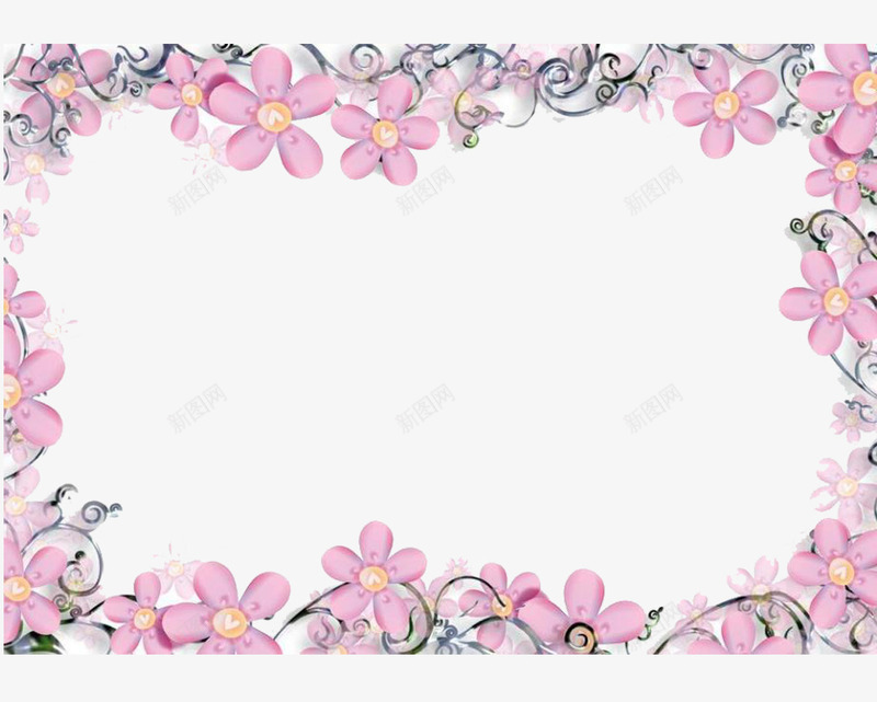 粉色花朵拍照框png免抠素材_新图网 https://ixintu.com 少女心 拍照框 粉色 装饰