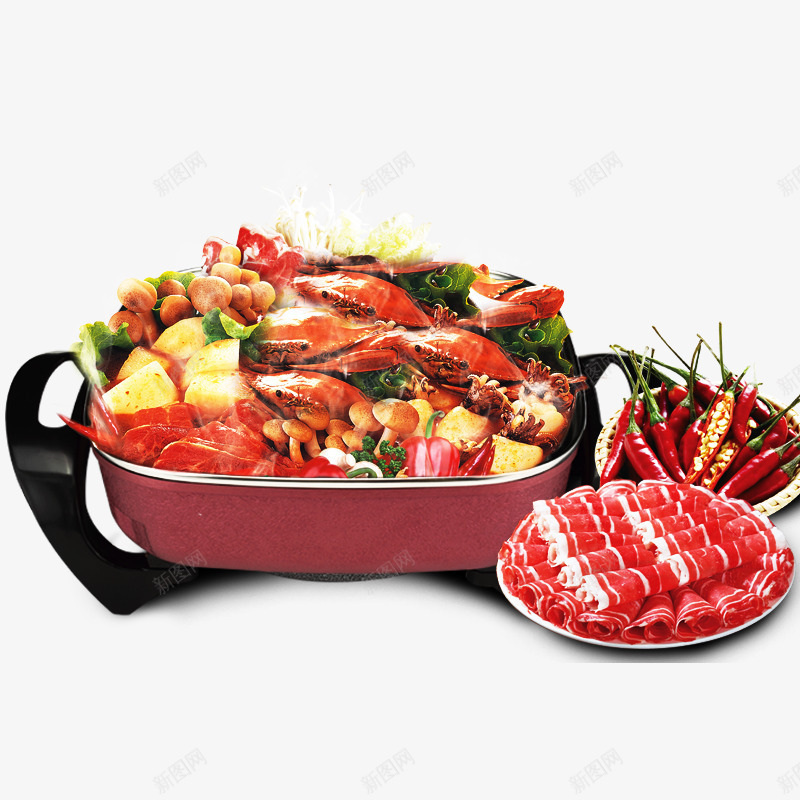 电火锅羊肉卷螃蟹辣椒png免抠素材_新图网 https://ixintu.com 电火锅 羊肉卷 螃蟹 辣椒