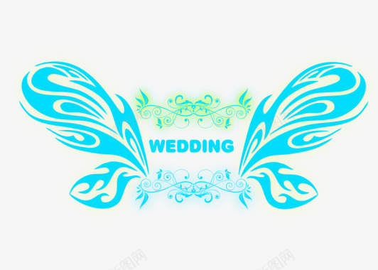 荧光蓝蝴蝶婚庆logo图标图标