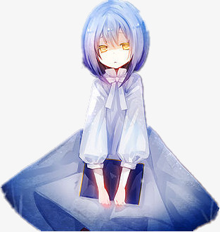 卡通蓝衣可爱少女手绘png免抠素材_新图网 https://ixintu.com 卡通 可爱 少女 手绘 蓝衣