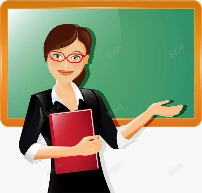 上课的老师png免抠素材_新图网 https://ixintu.com 上课 书本 教室 教师 老师 黑板