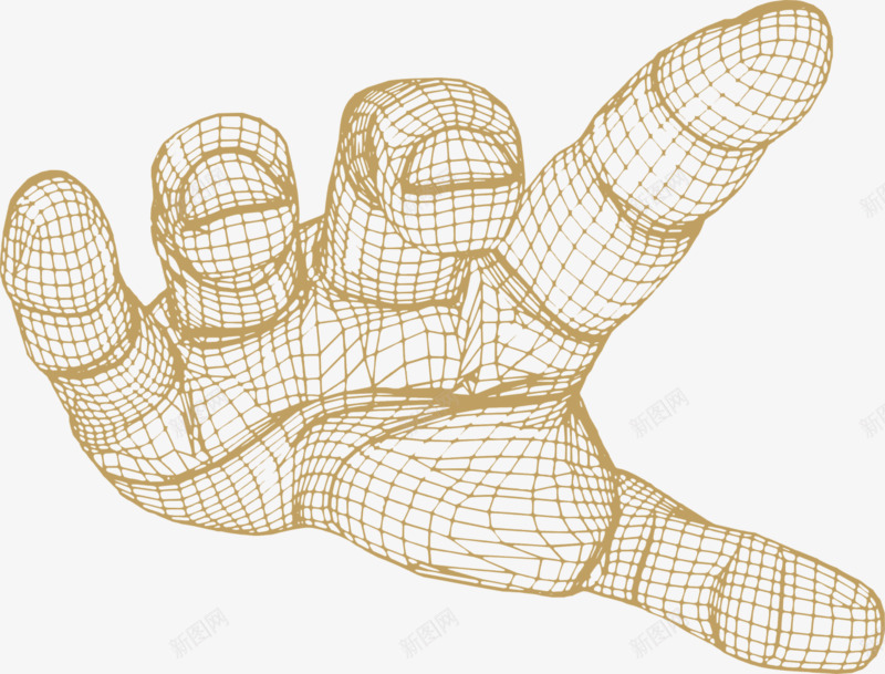 科技感网状手掌png免抠素材_新图网 https://ixintu.com 手 手指 手掌画 棕色 科技 线条 网状