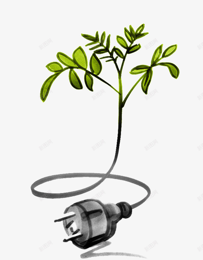 创意插头小菜苗png免抠素材_新图网 https://ixintu.com 健康 健康饮食 关爱环境 插头 树苗 烹饪 爱护 生命 绿色环境 菜苗