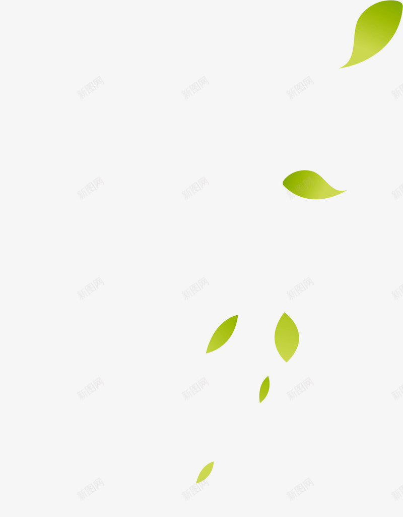 手绘春季绿色渐变树叶png免抠素材_新图网 https://ixintu.com 春季 树叶 渐变 绿色