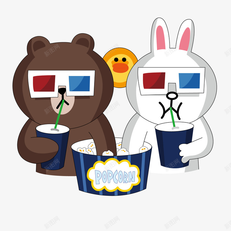 看电影的情侣熊矢量图ai免抠素材_新图网 https://ixintu.com 情侣熊 爆米花 电影 矢量图