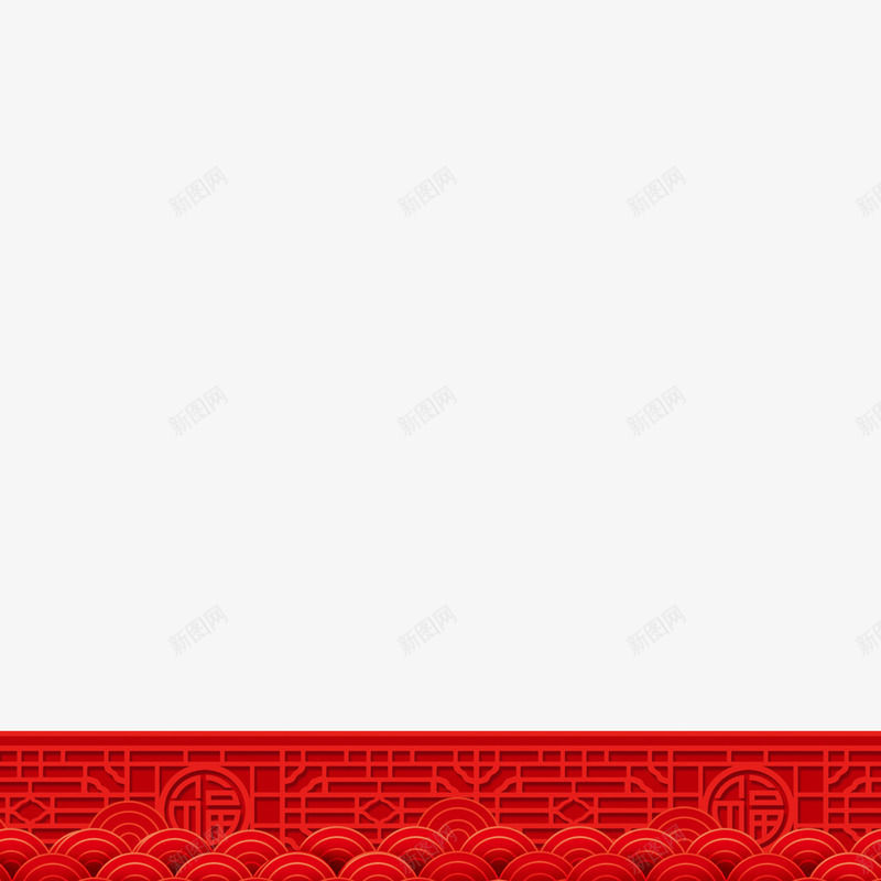 中国风边框png免抠素材_新图网 https://ixintu.com 中国风 唯美 大红色 祥云 福 福字 红色 装饰边框 边框
