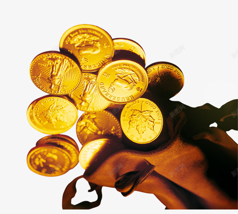 一大袋钱币png免抠素材_新图网 https://ixintu.com 很多 金灿灿 金黄 钱币 麻袋