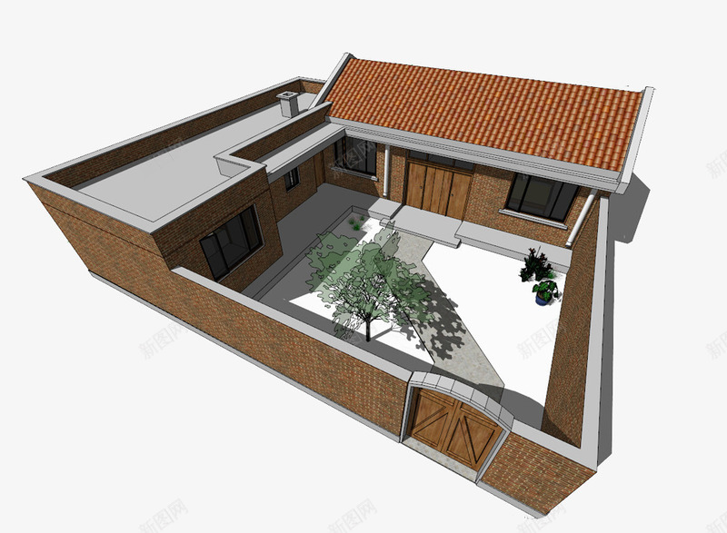 四合院3D立体模型png免抠素材_新图网 https://ixintu.com 3D实景院落 古代院落模型 四合院 四合院海报 老式四合院