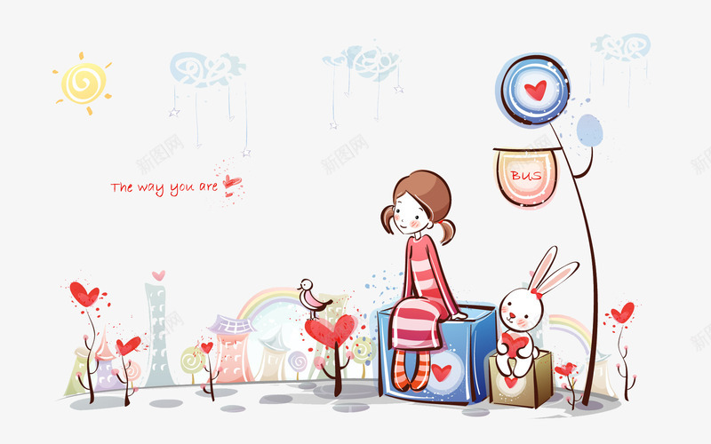手绘情侣插画png免抠素材_新图网 https://ixintu.com 卡通人物 情侣 手绘 插画