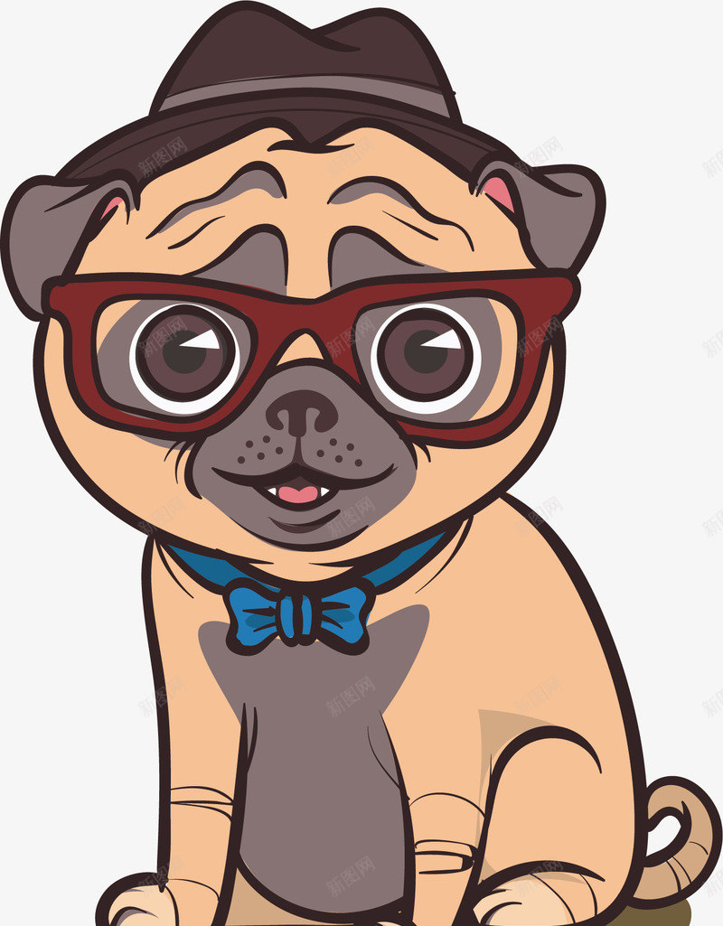 戴着眼镜的哈巴狗矢量图ai免抠素材_新图网 https://ixintu.com 创意 卡通 哈巴狗 商务 手绘 文艺 红色眼睛 矢量图