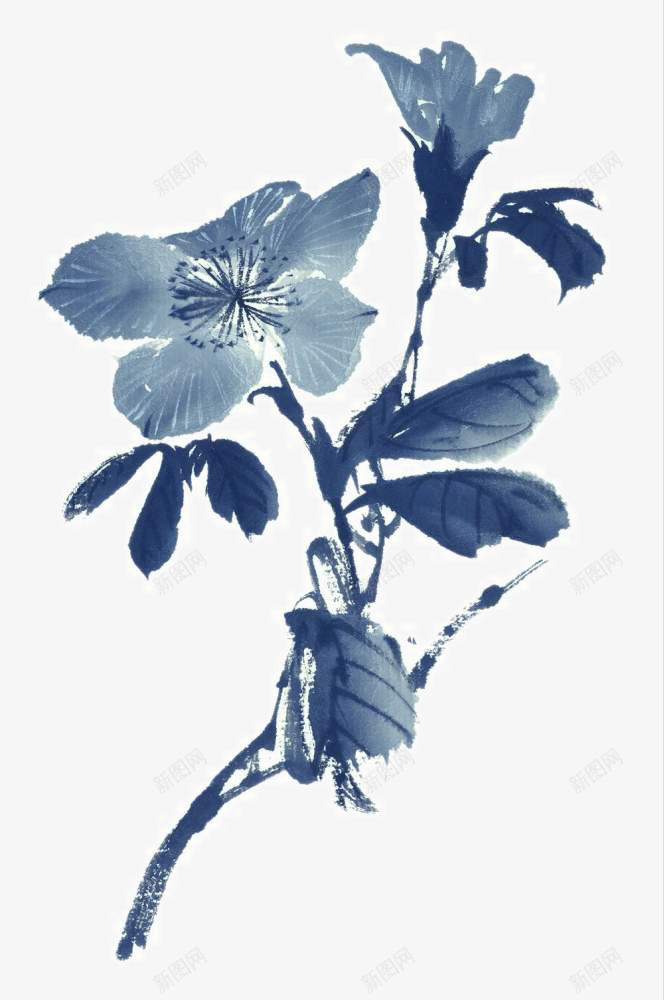 装饰花草png免抠素材_新图网 https://ixintu.com 中国画 写意花草 国画小品 国粹 宣纸画 手绘花卉 美术插图 艺术作品 装饰花草