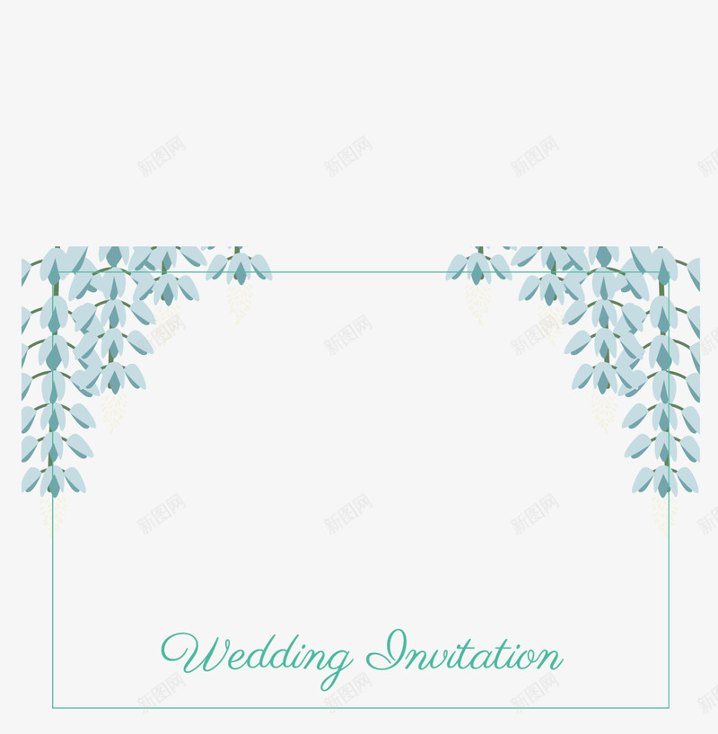 婚礼蓝色花藤贺卡png免抠素材_新图网 https://ixintu.com LOVE wedding 卡片 婚庆 浪漫 爱情 花藤 草藤卡片 贺卡