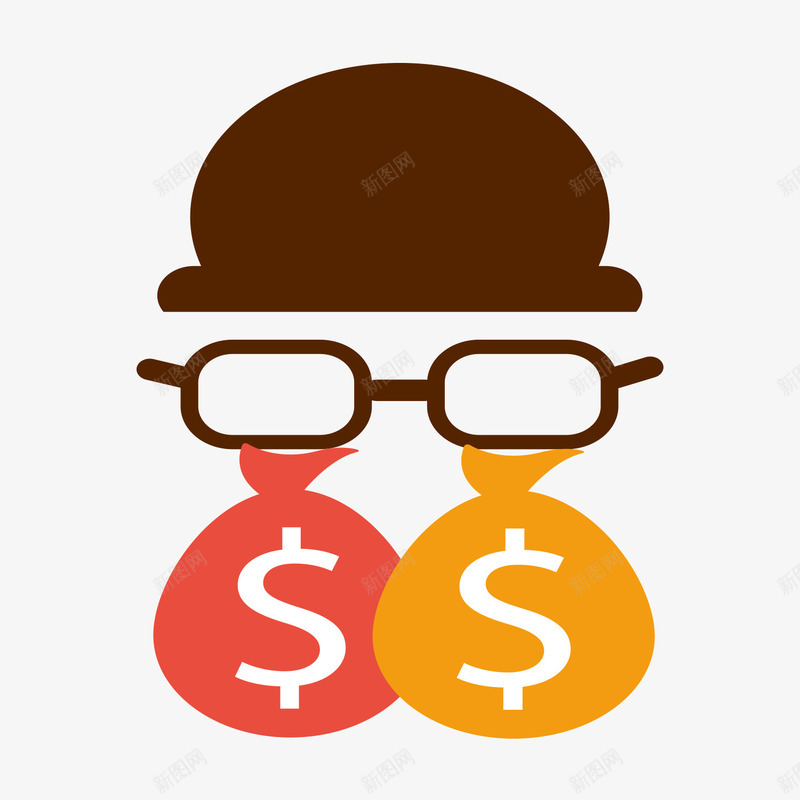 眼中钱袋psd免抠素材_新图网 https://ixintu.com 扁平化 眼镜 素材 钱袋