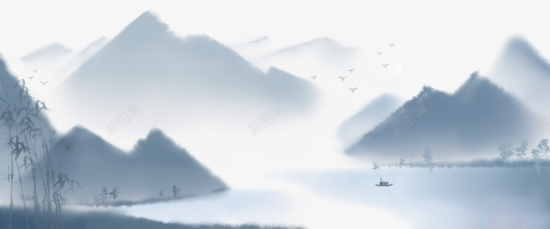 水墨山水黑色图png免抠素材_新图网 https://ixintu.com 山水 山水画 彩色山 手绘山 水墨图