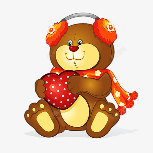 戴耳机的小熊png免抠素材_新图网 https://ixintu.com 卡通 小熊 爱心 耳机