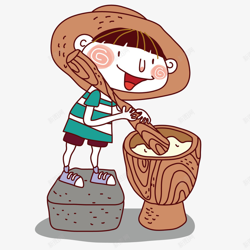 捣药的小男孩矢量图ai免抠素材_新图网 https://ixintu.com 勤劳 小男孩 捣药 矢量图