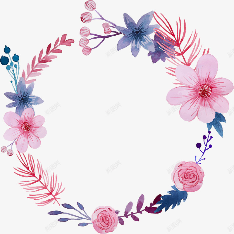 水墨圆环花卉背景图案png免抠素材_新图网 https://ixintu.com 图案设计 墙纸图案 家纺图案 干笔画花纹 手绘花纹图案 新图网 水彩花纹图案 简洁图案 绘画书法 装饰花纹