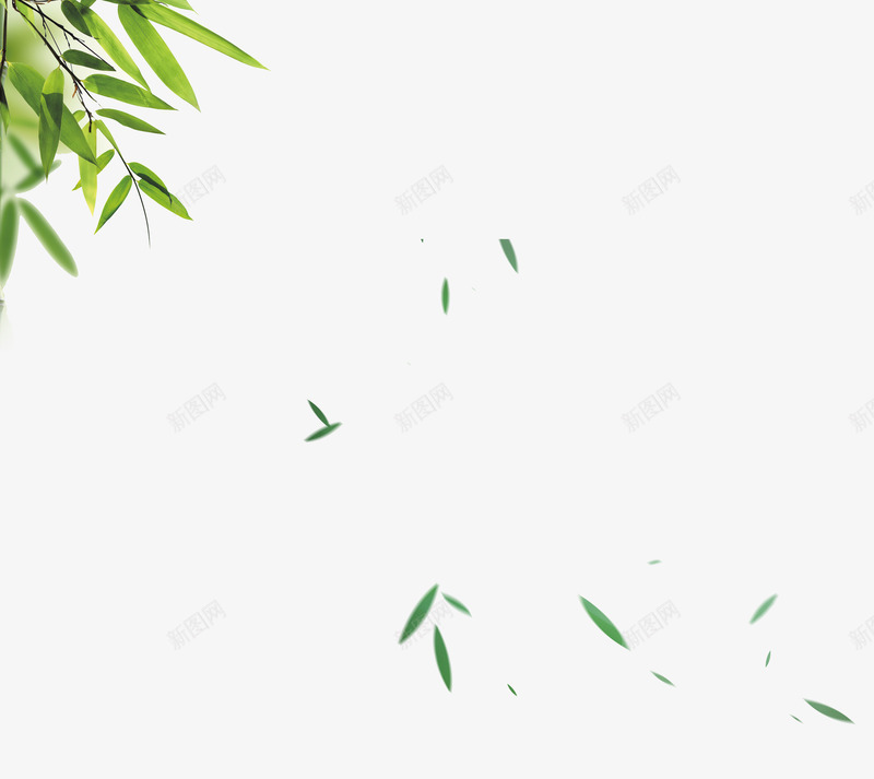 飘落的竹子叶png免抠素材_新图网 https://ixintu.com 竹叶 竹子 绿幽幽 绿色 飘散