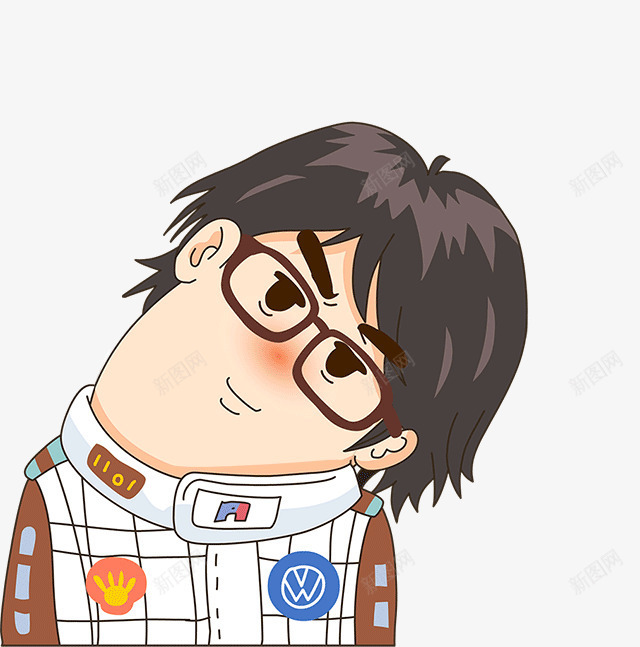 歪脖男孩png免抠素材_新图网 https://ixintu.com 人物 人物插画 卡通人物 插画 歪脖子 眼镜男孩