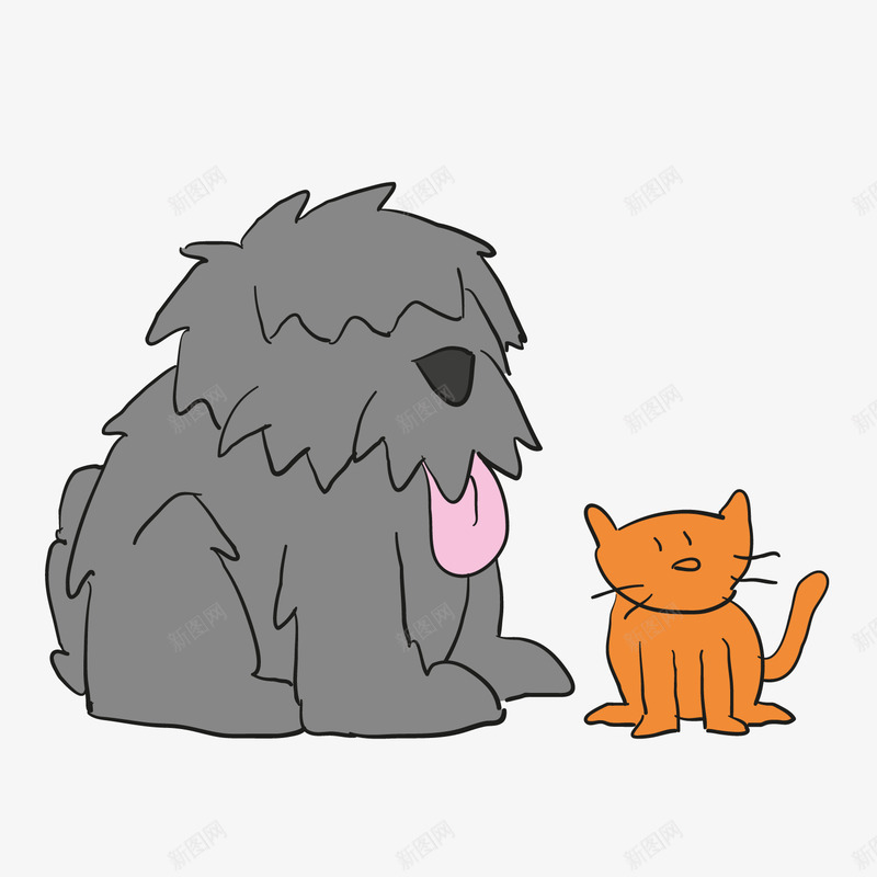 卡通宠物狗与小猫咪png免抠素材_新图网 https://ixintu.com 卡通动物 宠物狗 小狗 小猫咪 背景装饰