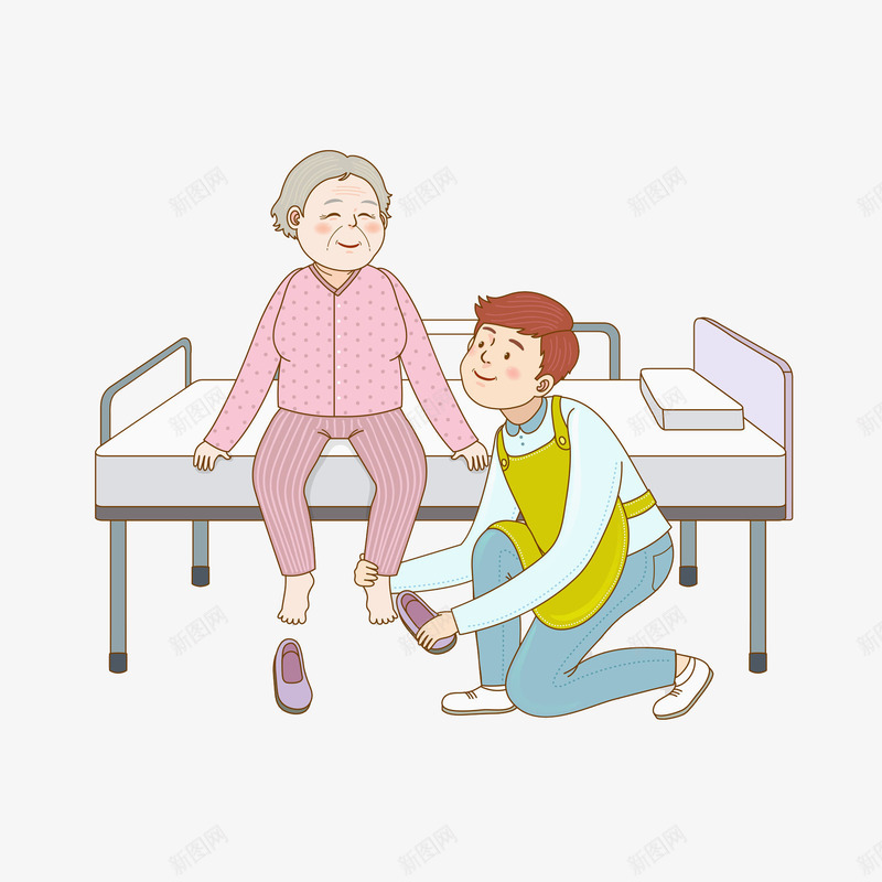 老人下地穿鞋场景图png免抠素材_新图网 https://ixintu.com 场景 护工 照料 男人 病人 病床 穿鞋 老人 高兴地
