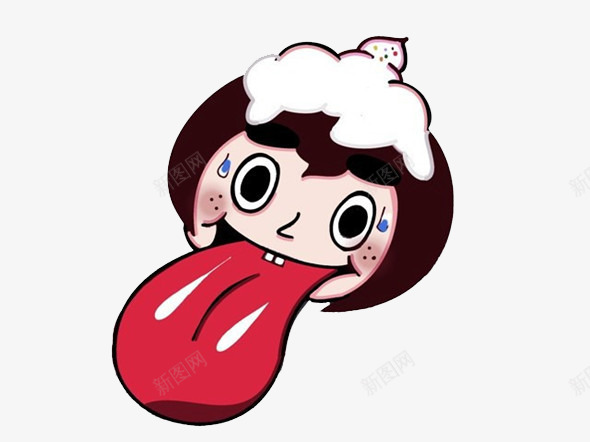 咬到舌头了png免抠素材_新图网 https://ixintu.com 卡通人物 呆萌 搞笑 红舌头