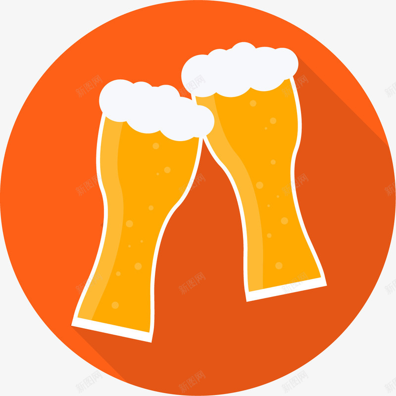 橙色啤酒碰杯图标矢量图eps_新图网 https://ixintu.com 卡通手绘 啤酒 啤酒杯 喝酒 干杯 庆祝 橙色图标 满杯 碰杯 祝贺 祝酒 矢量图