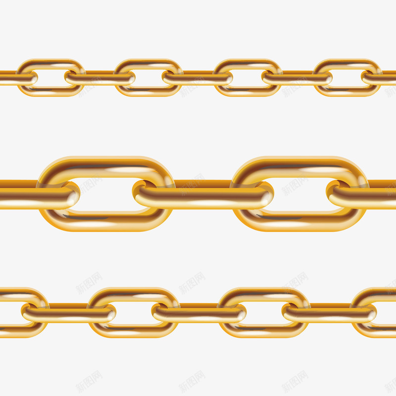 三条金色的金属链矢量图eps免抠素材_新图网 https://ixintu.com 金属 金色 链子 链子png 链子矢量图 矢量图