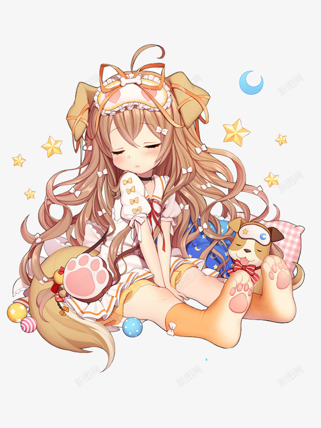 狗耳朵少女png免抠素材_新图网 https://ixintu.com 卡通 狗耳朵 粉色