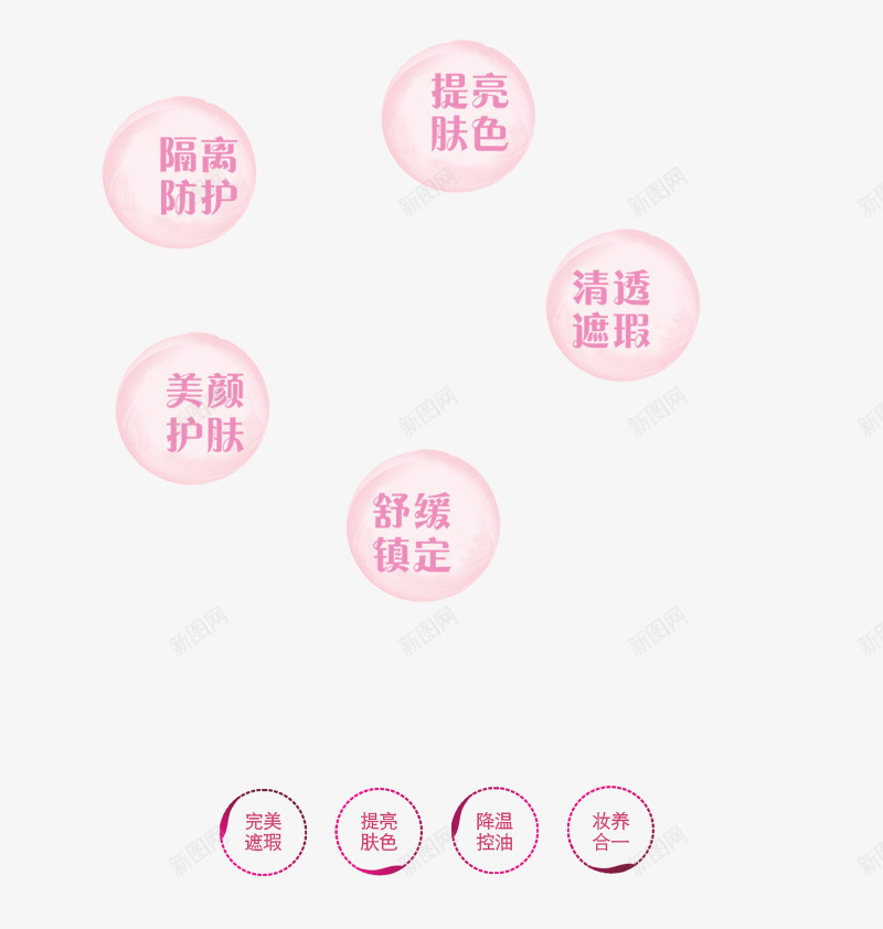 美妆功效气泡png免抠素材_新图网 https://ixintu.com 功效 气泡 粉色 美妆