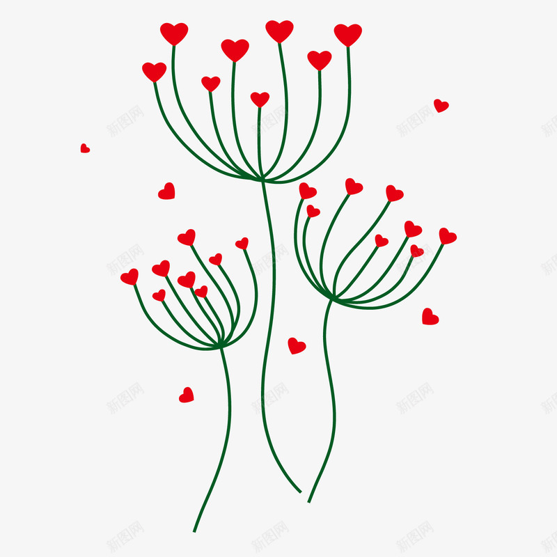 红色爱心花草蒲公英造型矢量图eps免抠素材_新图网 https://ixintu.com 爱心 爱心矢量 矢量图 矢量花草 红色 红色矢量 花草 蒲公英 蒲公英图 造型