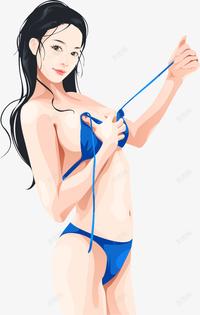 手绘性感女孩png免抠素材_新图网 https://ixintu.com 性感女孩 手绘 比基尼