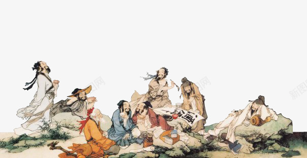 古人png免抠素材_新图网 https://ixintu.com 古人 圣人 游湖 聚会 诗人