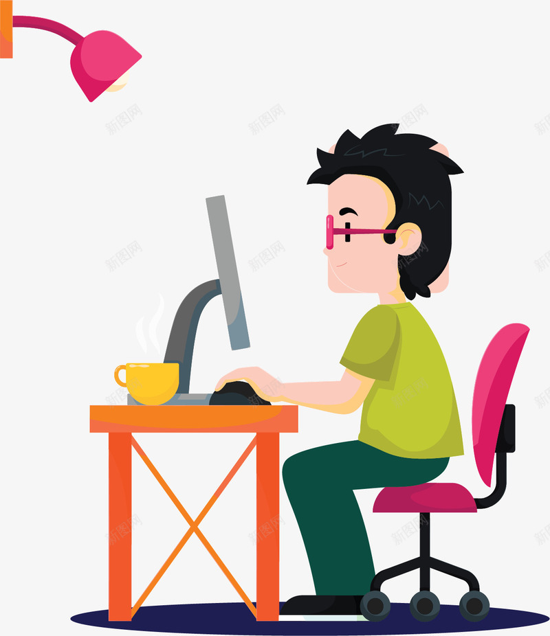 夜晚加班办公的人矢量图ai免抠素材_新图网 https://ixintu.com 夜晚加班 工作 工作的人 操作电脑 电脑工作 矢量png 矢量图