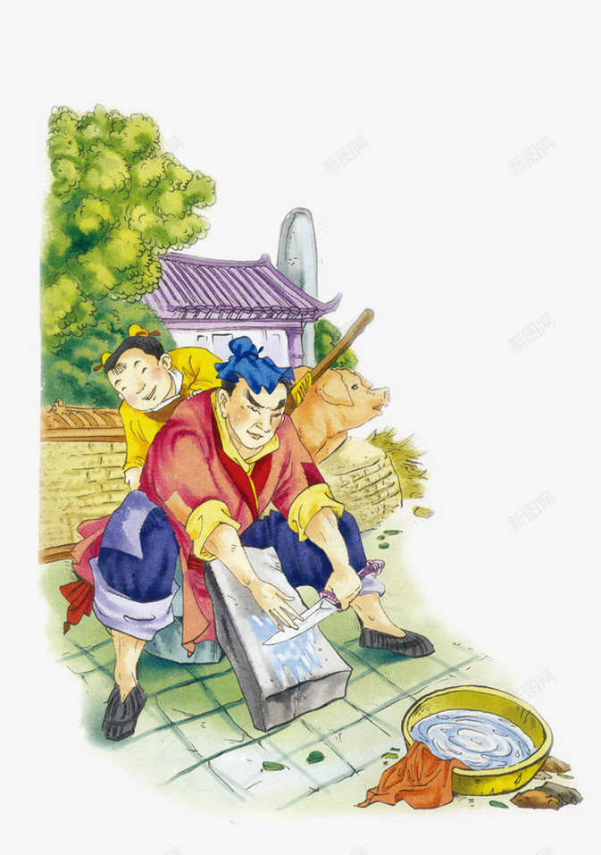农夫杀猪psd免抠素材_新图网 https://ixintu.com 农夫 卡通 杀猪 杀猪插画 诚信