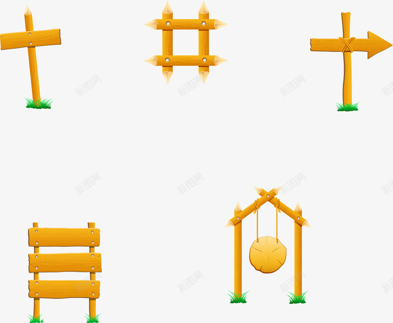卡通木板png免抠素材_新图网 https://ixintu.com 展示牌 指示 指示牌 指路 指路牌 木头 木质材 白纸 花 花儿 花卉 花朵