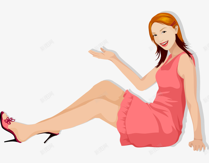 卡通手绘长发高跟鞋性感美女png免抠素材_新图网 https://ixintu.com 卡通的人物 手绘的美女 长发的美女 高跟鞋的性感美女