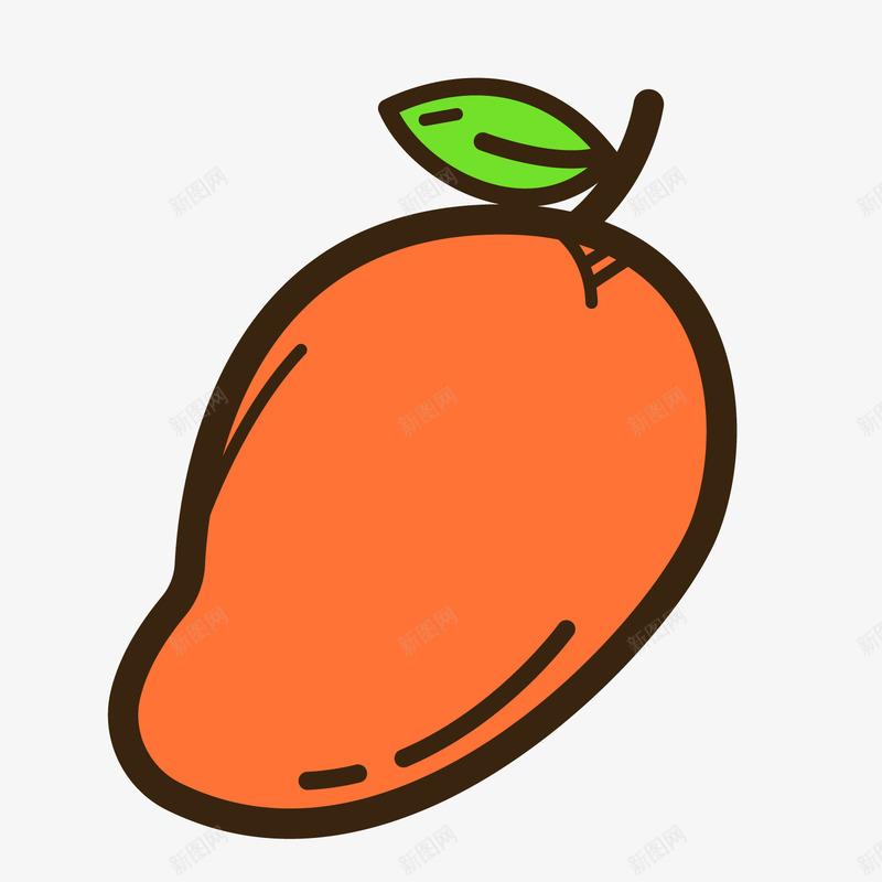 彩色手绘芒果食物元素矢量图ai免抠素材_新图网 https://ixintu.com 弧度 弯曲 彩色 手绘 树叶 线稿 绿色 芒果 食物 矢量图